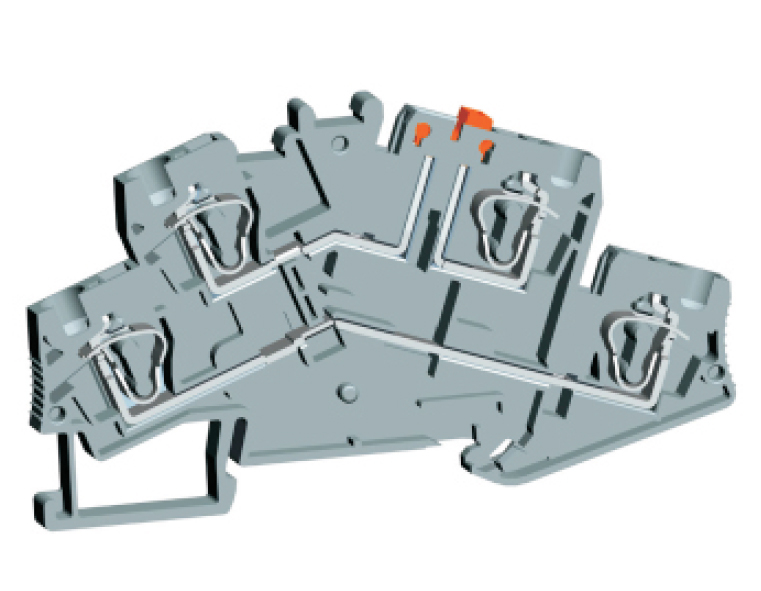 Этажная с ножевым размыкателем UJ5-4/2-2SK - Этажная клемма с ножевым размыкателем, тип фиксации провода: пружинный, номинальное сечение: 4 мм кв., 20A, 500V, ширина: 6,2 мм, цвет: серый, тип монтажа: DIN 35