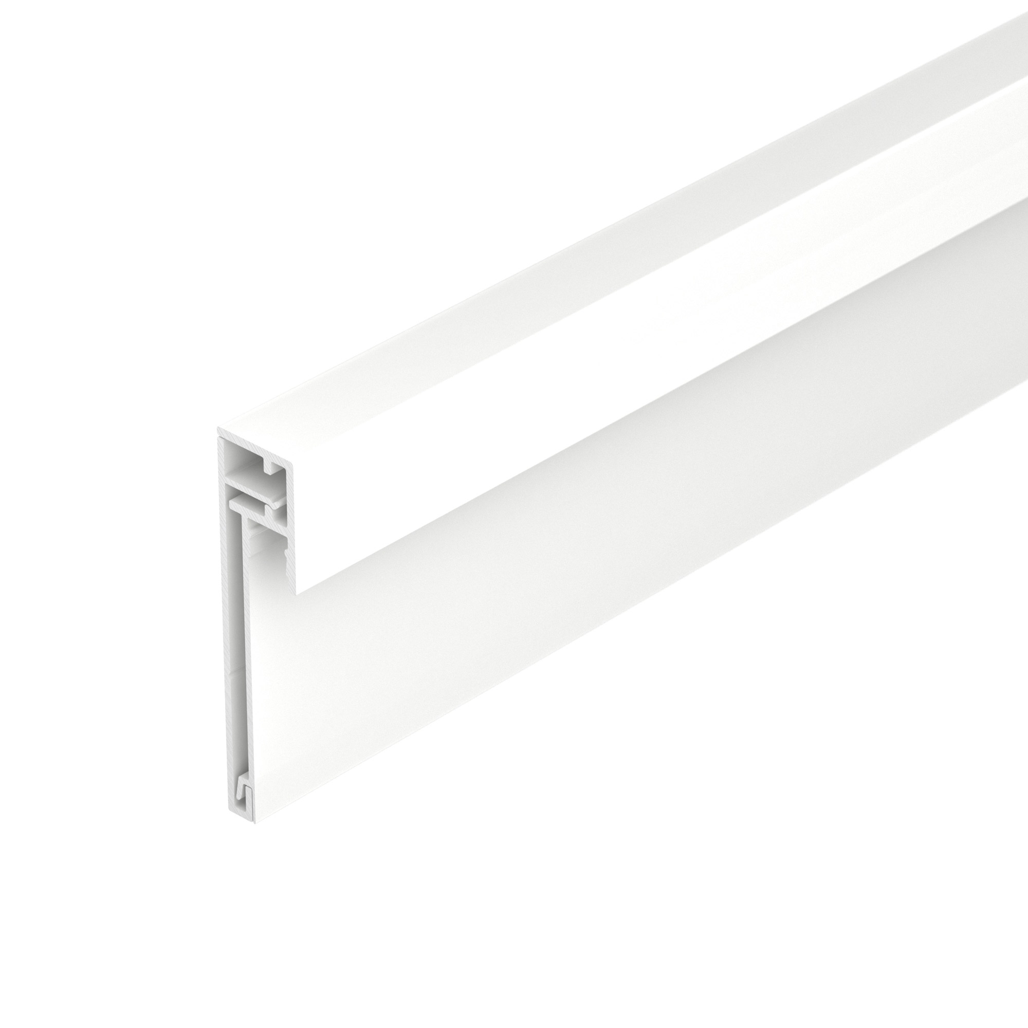 Профиль PLINTUS-H54B-2000 WHITE 046141 - Алюминиевый накладной двухкомпонентный профиль-плинтус для светодиодных лент и линеек. Цвет - белый RAL9003 (порошковая окраска). Габаритные размеры (L?W?H): 2000x12,3x52,6мм. Ширина площадки для ленты 5 мм. Аксесс