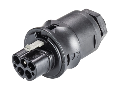 Разъем RST20I5 96.152.2153.1 - Вилочный разъем в панель, М16, IP68(69k), 5 полюсов, обжимная фиксация провода, номинальные характеристики: 250/400V, 20A, цвет: черный, серия RST Classic