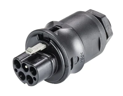 Разъем RST20I5 96.152.2153.1 - Вилочный разъем в панель, М16, IP68(69k), 5 полюсов, обжимная фиксация провода, номинальные характеристики: 250/400V, 20A, цвет: черный, серия RST Classic