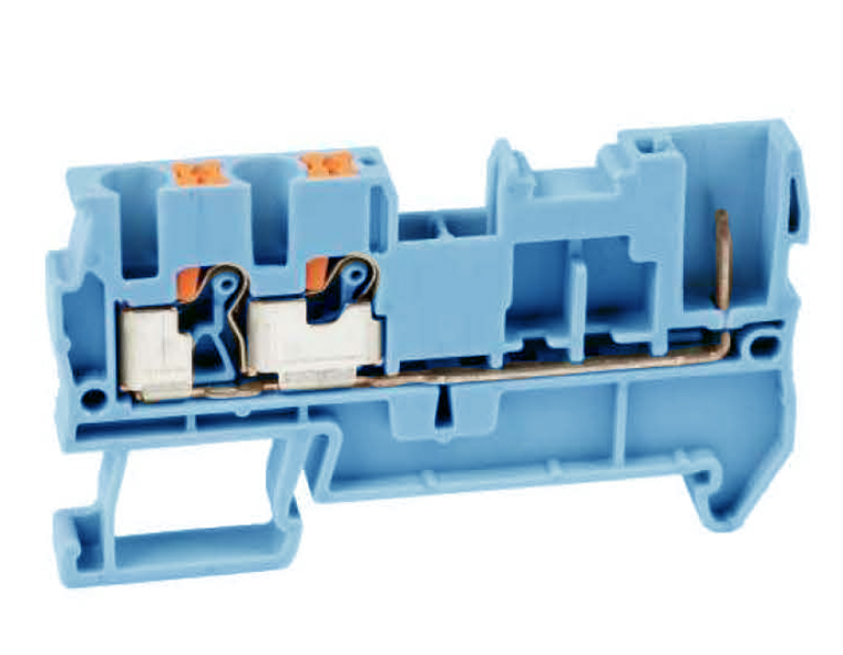 Клемма для внешн. разъема UJ6-2.5V/2X1(BU) - Клемма для подключения внешнего разъема, 3 точки подключения в клемме, тип фиксации провода: push-in, номинальное сечение: 2,5 мм кв., 24A, 500V, ширина: 5,2 мм, цвет: синий, тип монтажа: DIN 35
