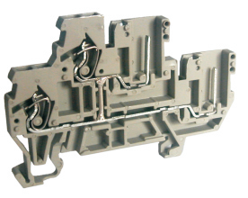Этажная клемма UJ5-2.5WV/2X2 - Этажная клемма для подключения разъемоа, тип фиксации провода: пружинный, номинальное сечение: 2,5 мм кв., 24A, 500V, ширина: 5 мм, цвет: серый, тип монтажа: DIN 35