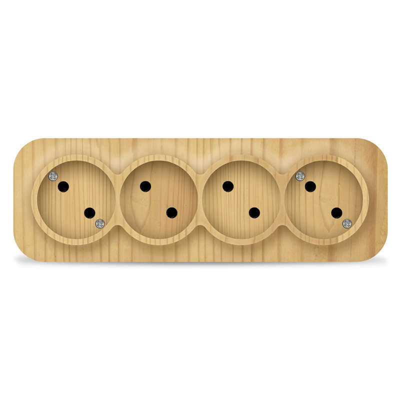 Розетка 4-м ОП 10А IP20 без заземл. сосна 1456