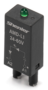 Модуль AMD-L1 24-250V AC/DC - Модуль для реле, 24 - 60VAC/DC, зеленый светодиод, цвет: черный, для колодок: SRU, SKF14, SKC, SKB, STB, SRC*-E, SRB, GZT, GZM, GZS, GZMB, ES32