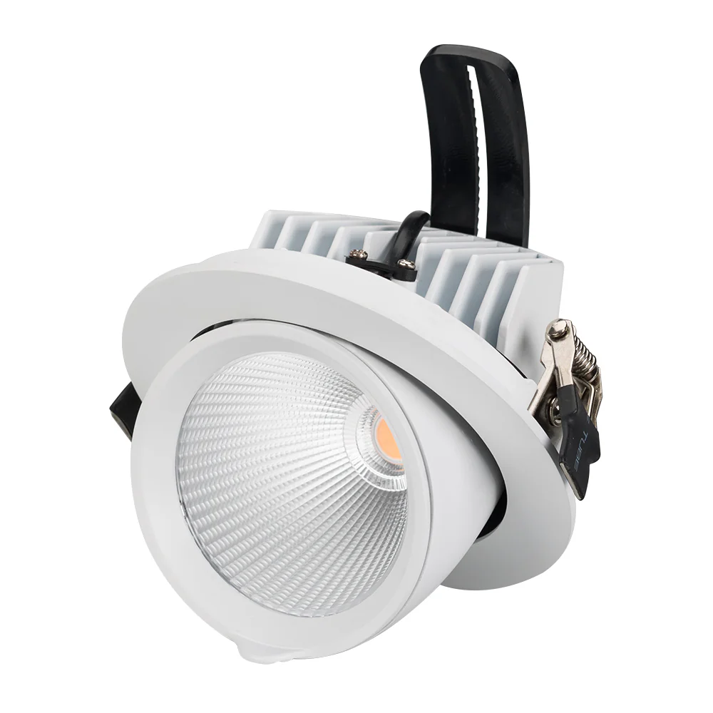 Светильник LTD-EXPLORER-R130-20W Warm3000 (WH, 38 deg) 024031 - Встраиваемый поворотно-выдвижной светильник. Мощность 20 Вт, св. поток 1600-1800 лм, 80-90 лм/Вт, теплый 3000 K, CRI>90, угол 38°, напряжение питания 230 В. Белый круглый корпус из алюминия, 