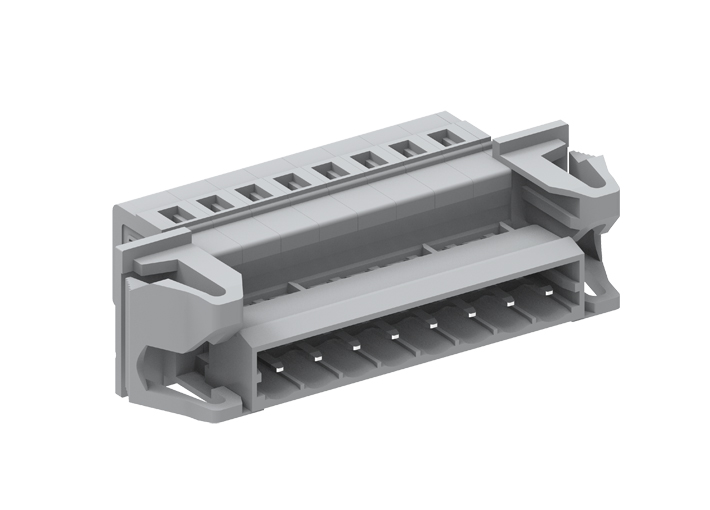Вилочный разъем на кабель 450411/060 - Вилочный разъем, прямой, на кабель, шаг: 5.0 мм, 11 полюсов, фиксация провода пружинная, исполнение: с пластиковыми защелками, 320V, 12A, цвет: серый