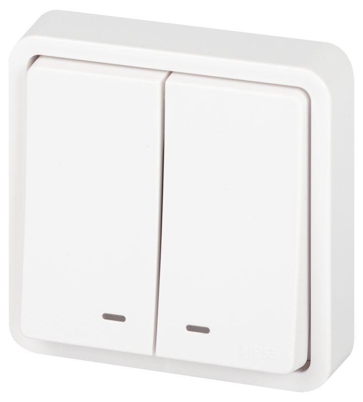 Выключатель Эксперт 11-1525-01 двойн. с подсветкой IP55 10АХ-250В СУ бел. Эра Б0063304