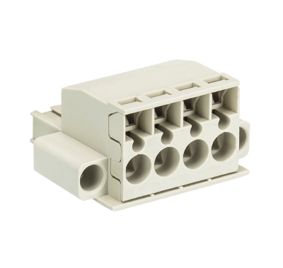 Розетка Wiecon 8213 BFK / 4 TOP K F - Розеточный разъем, угловой, на кабель, с монтажными фланцами, шаг 5,08 мм, 4 полюса, номинальное сечение: 2,5 мм кв., пружинная фиксация провода, 400V, 12А, с маркировкой, цвет: серый, серия 8213 BFK F