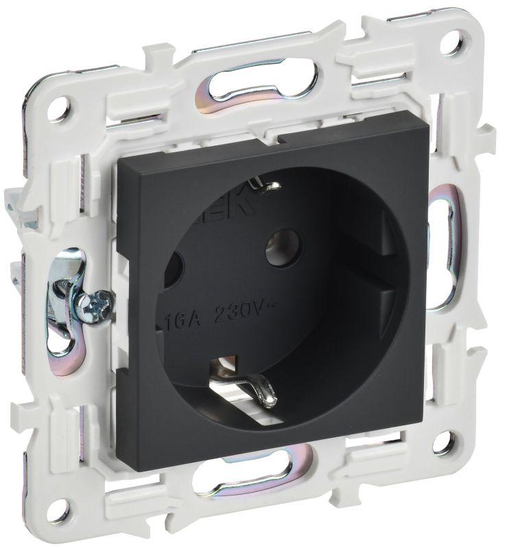 SKANDY Розетка с заземлением без защитных шторок 16А SK-R05G графит IEK SK-R11-16-K53