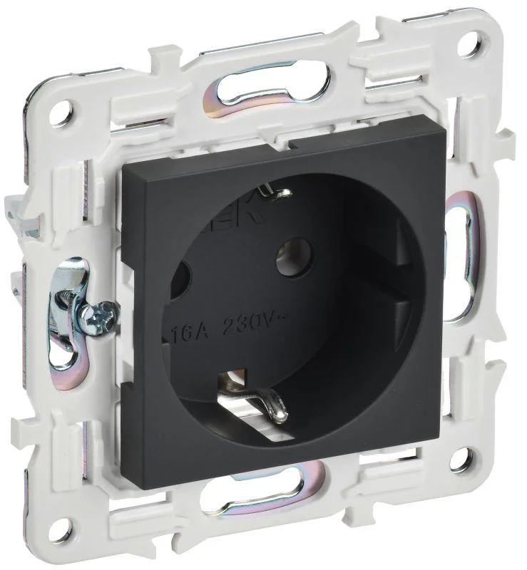 SKANDY Розетка с заземлением без защитных шторок 16А SK-R05G графит IEK SK-R11-16-K53