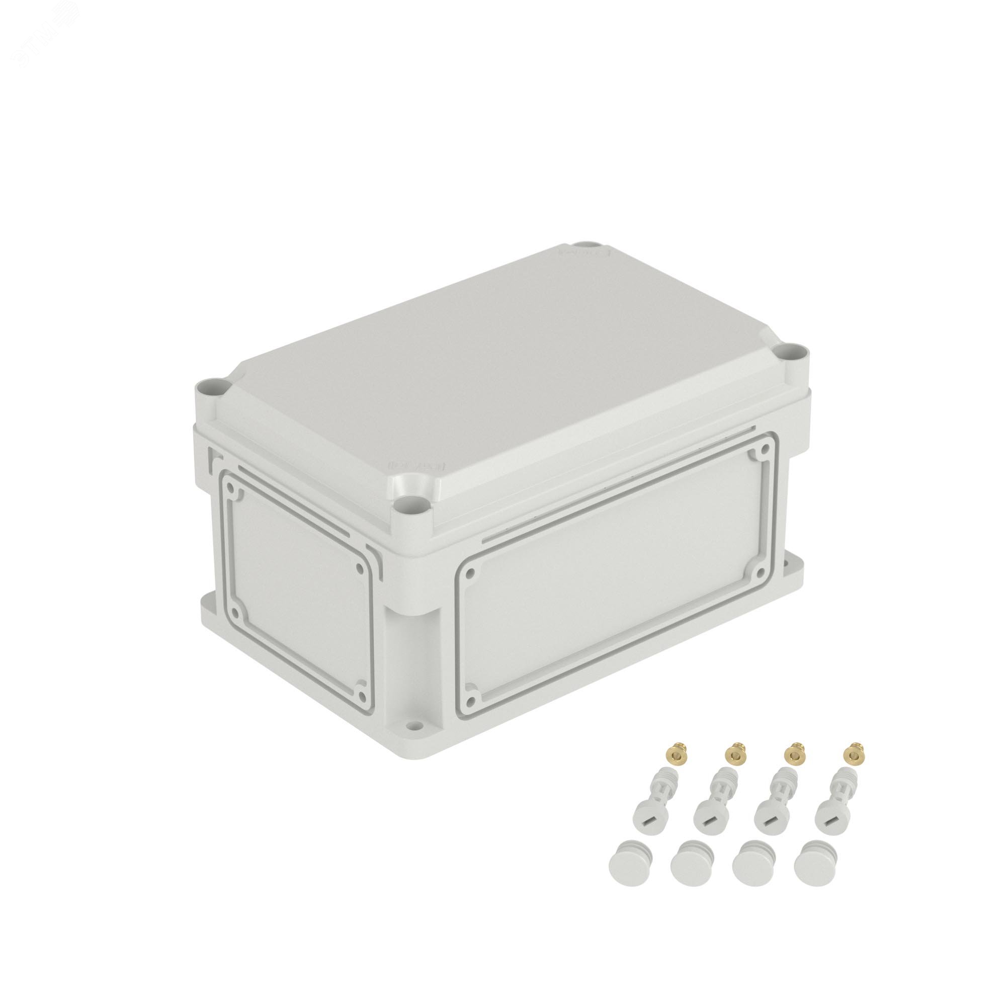 Корпус 300х200х160мм IP67 с крышкой 35мм с фланцами пластик. 532310