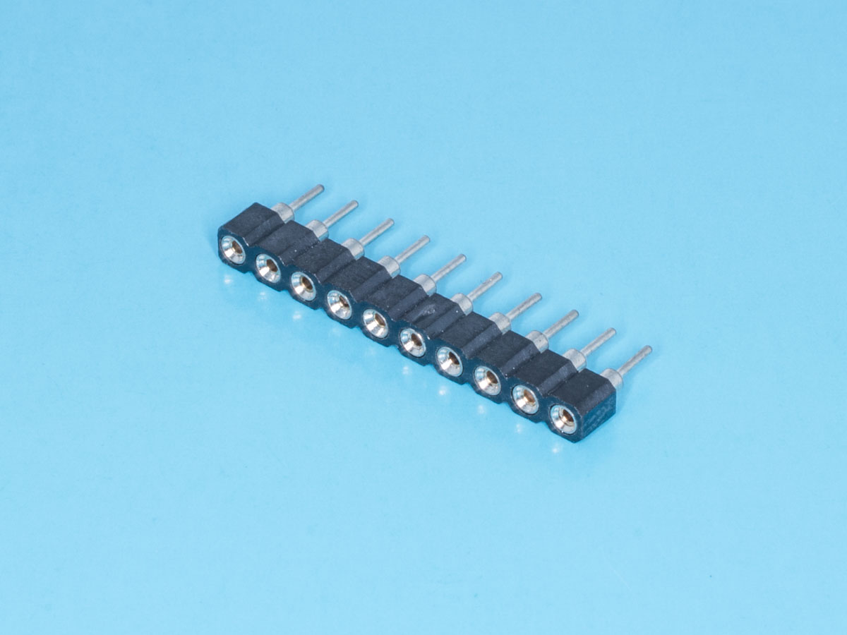 SCSL-10 - Гнезда цанговые однорядные для монтажа в отверстия 10pin, шаг 2.54мм