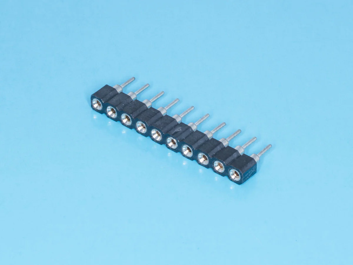 SCSL-10 - Гнезда цанговые однорядные для монтажа в отверстия 10pin, шаг 2.54мм