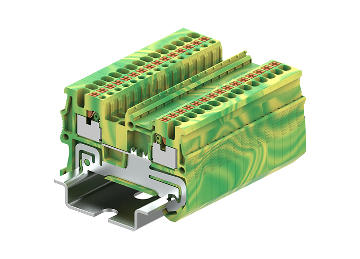 Заземляющая клемма TP1.5-2-PE - Заземляющая клемма, тип фиксации провода: push-in, номинальное сечение: 1,5 мм кв., ширина: 3,5 мм, цвет: желто-зеленый, тип монтажа: DIN 35