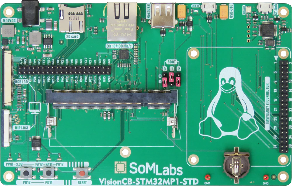 VisionCB-STM32MP1-STD v.1.1 - Материнская плата для SOM модуля компании SoMLabs - SLS18MP
