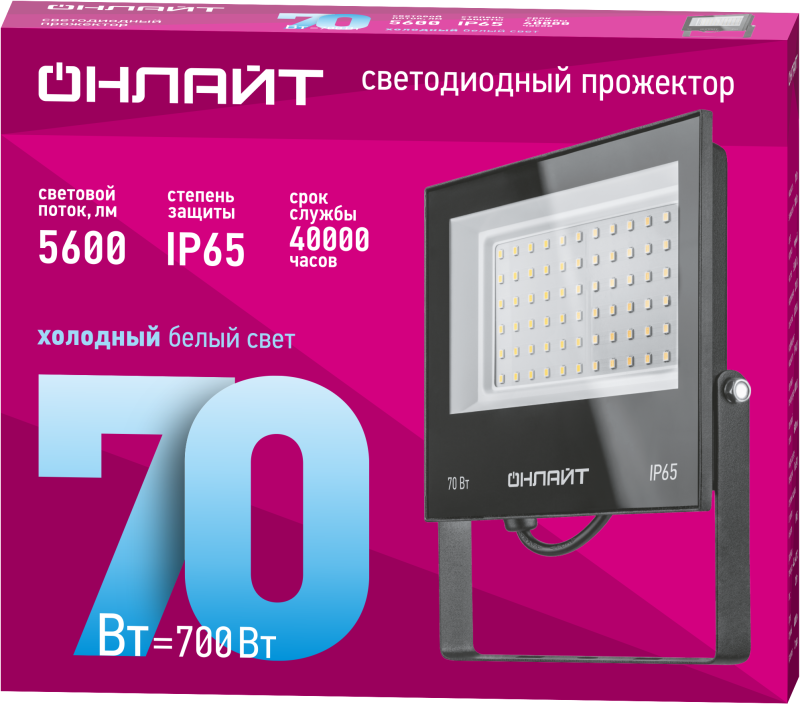Прожектор светодиодный 61 950 OFL-70-6K-BL-IP65-LED 70Вт 6000К IP65 5600лм черн. 61950