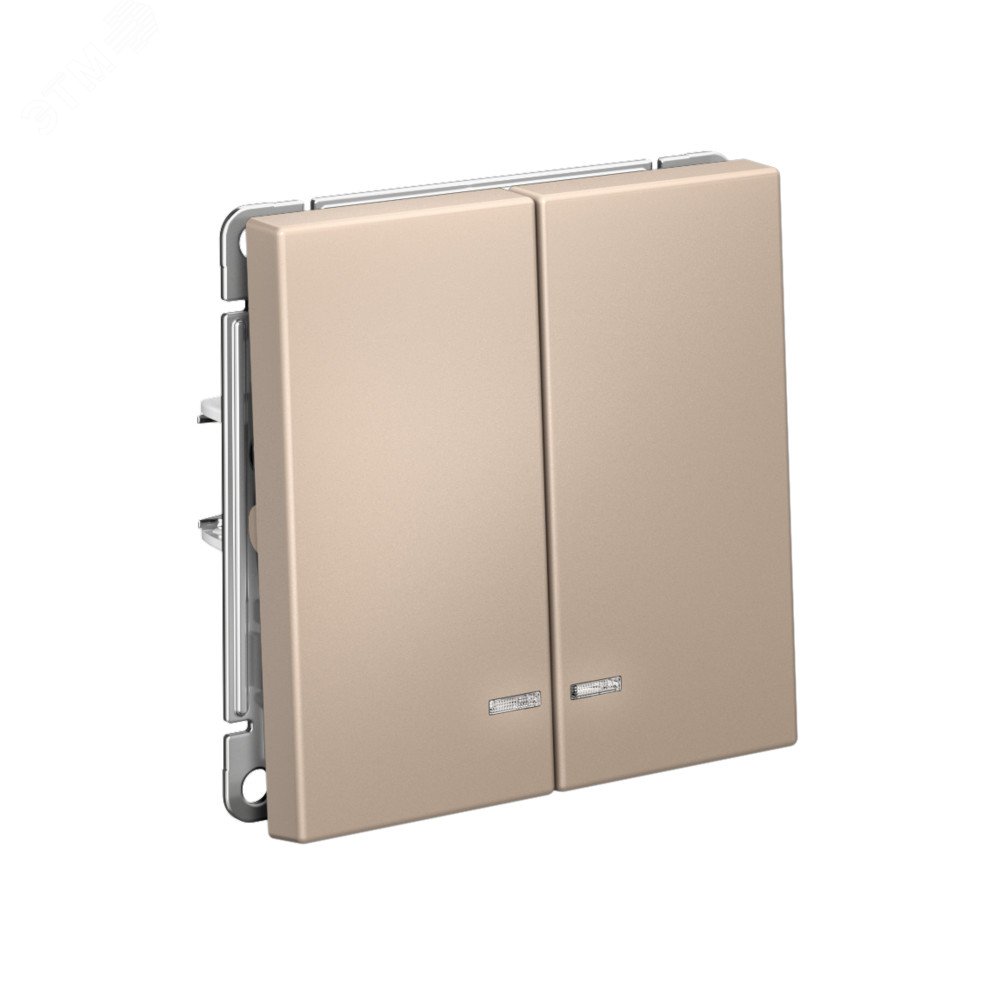 Выключатель 2-кл. ArtGallery (сх. 5а) 10AX с подсветкой механизм песочн. SE GAL001253