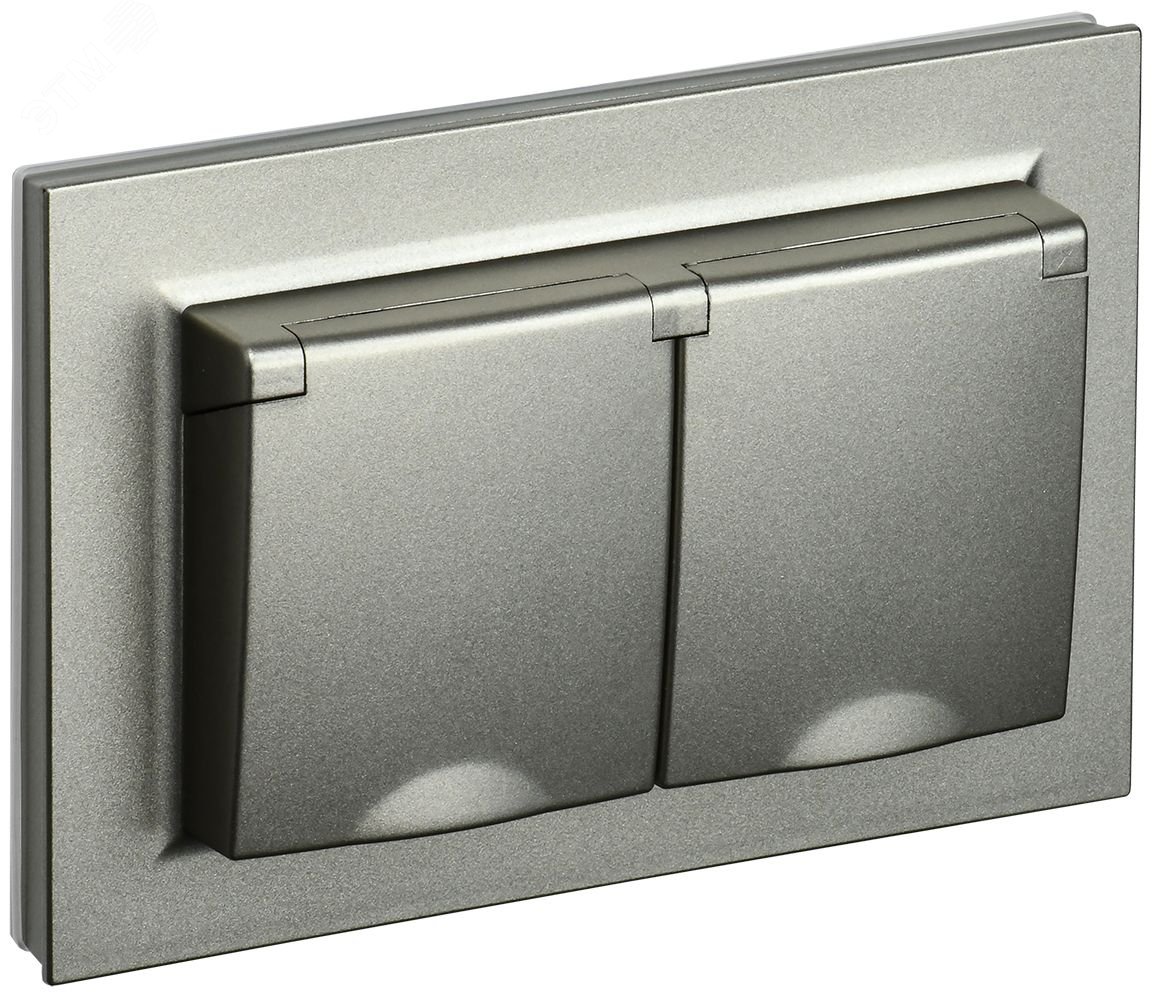 Розетка 2-м СП BRITE РСбш12-3-44-БрШ 16А в сборе IP44 с крышкой шампань BR-R26-16-44-K37-F