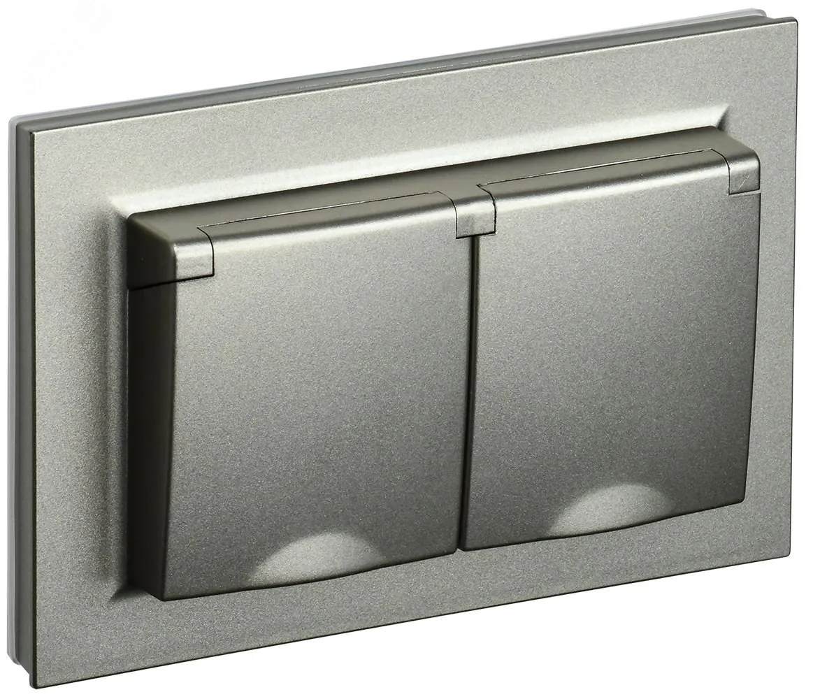 Розетка 2-м СП BRITE РСбш12-3-44-БрШ 16А в сборе IP44 с крышкой шампань BR-R26-16-44-K37-F