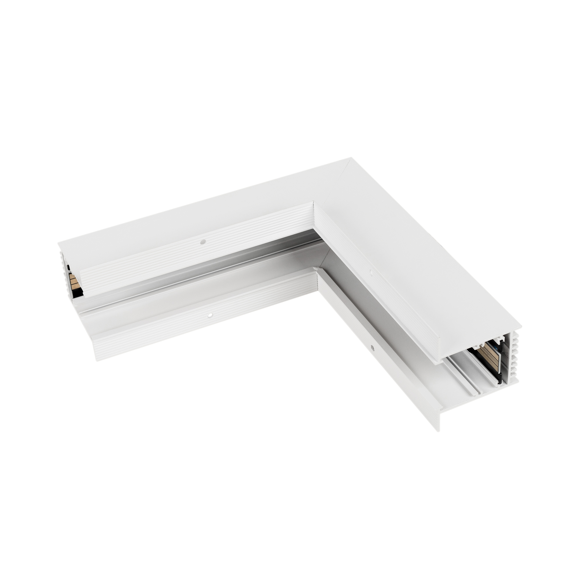 Коннектор угловой MAG-CON-4560-F-L90-INT (WH, внутренний) 026918 - Угловой внутренний коннектор для встраиваемого трека MAG-TRACK-4560-F. Материал алюминий, цвет белый. Размеры 216,5x216,5x75x60мм. DC24V. Аксессуары для соединения с треком приобретаются о