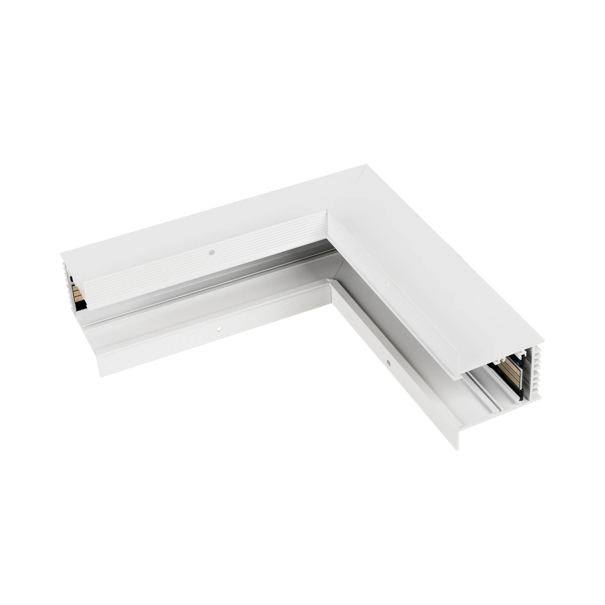 Коннектор угловой MAG-CON-4560-F-L90-INT (WH, внутренний) 026918 - Угловой внутренний коннектор для встраиваемого трека MAG-TRACK-4560-F. Материал алюминий, цвет белый. Размеры 216,5x216,5x75x60мм. DC24V. Аксессуары для соединения с треком приобретаются о