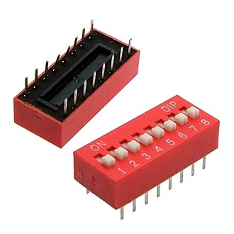 SWD1-8 (DS-08) (ВДМ1-8) - DIP-переключатель 8 групп слайд красный