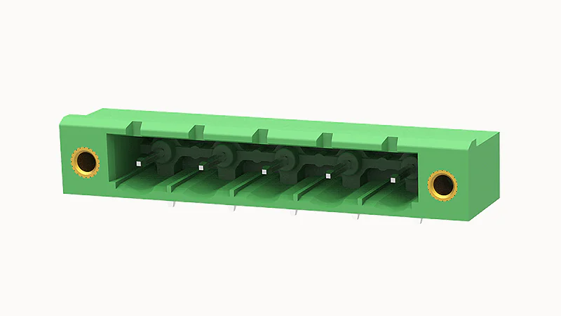 PCB вилка 2EDGRM-7.62-05P-14 - Вилочный разъем, PCB, на плату, пайка, шаг 7,62 мм, 5 полюсов, угол монтажа 90 гад., 400V, 20А, цвет: зеленый, серия 2EDGRM