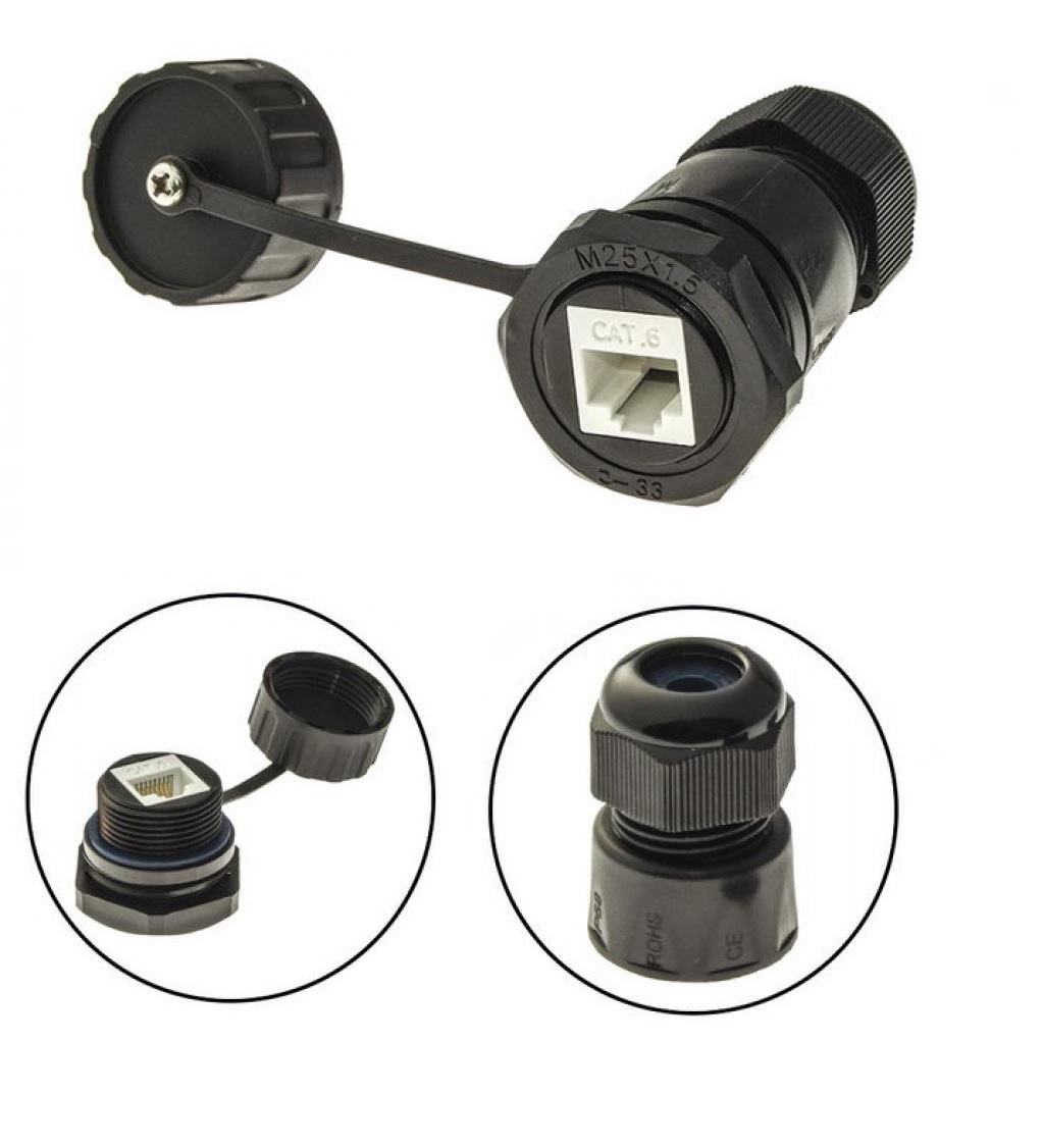 RJ45M25Z1-6AG1 - Разъем герметичный SZC RJ45M25Z1-6AG1, 10BASE-T,100 BASE-T, 1000 BASE-T