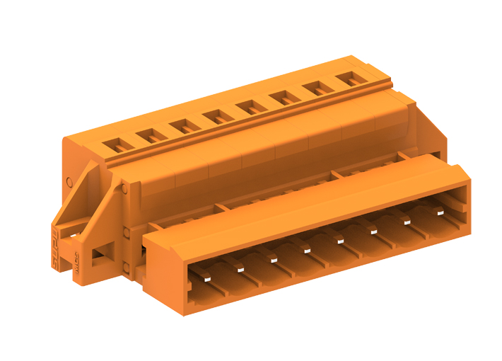 Вилочный разъем на кабель 458421/010 - Вилочный разъем, прямой, на кабель, шаг: 5.08 мм, 21 полюс, фиксация провода пружинная, исполнение: с монтажными фланцами, 320V, 12A, цвет: оранжевый Вилочный разъем на кабель 458421/010 - Вилочный разъем, прямой, на кабель, шаг: 5.08 мм, 21 полюс, фиксация провода пружинная, исполнение: с монтажными фланцами, 320V, 12A, цвет: оранжевый