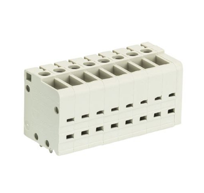 Клемма Wiecon 8285/ 8 TOP V - Клемма на печатную плату, подвод кабеля сверху, 4 полюса, шаг: 5,08 мм, винтовая фиксация провода, без маркировки, 300V, 16А, цвет: серый, серия 8285 TOP V