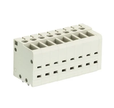 Клемма Wiecon 8285/ 8 TOP V - Клемма на печатную плату, подвод кабеля сверху, 4 полюса, шаг: 5,08 мм, винтовая фиксация провода, без маркировки, 300V, 16А, цвет: серый, серия 8285 TOP V