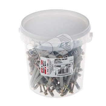 Дюбель-гвоздь 6х60 с потайной манжетой полипропилен (уп.100шт) ведро Tech-Krep 101468