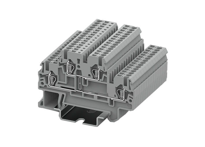 Этажная клемма TCD1.5-2-GY - Этажная клемма, тип фиксации провода: пружинный, номинальное сечение: 1,5 мм кв., 16A, 500V, ширина: 3,5 мм, цвет: серый, тип монтажа: DIN 35