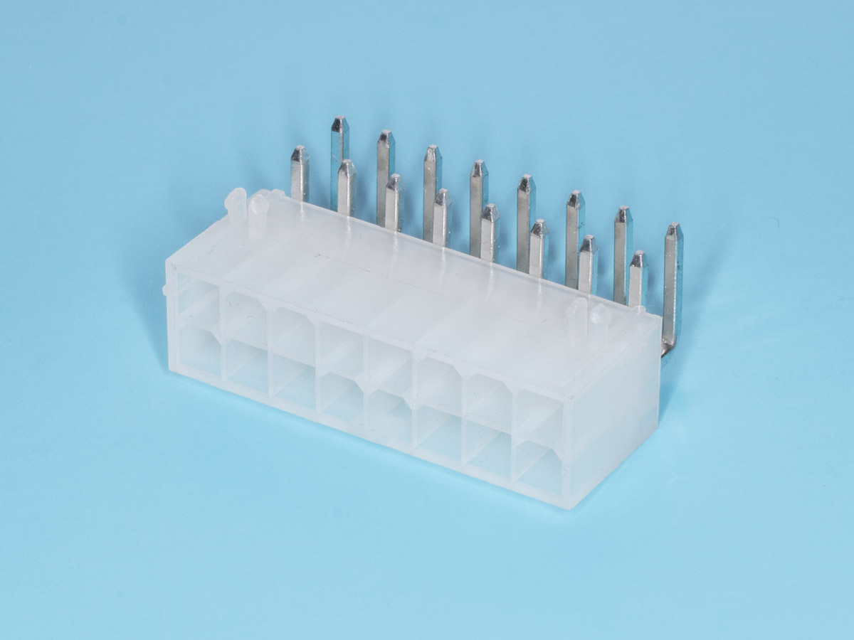 MF-16MRA - Разъем питания Mini-Fit 16 контактов, вилка на плату, прямой угол, с фиксатором, шаг 4,2мм