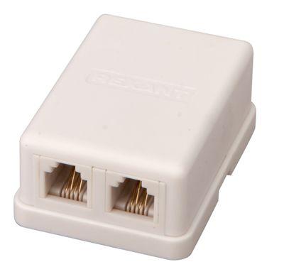 Розетка телефонная 2-м ОП RJ14 (6P4C) кат.3 бел. 03-0002