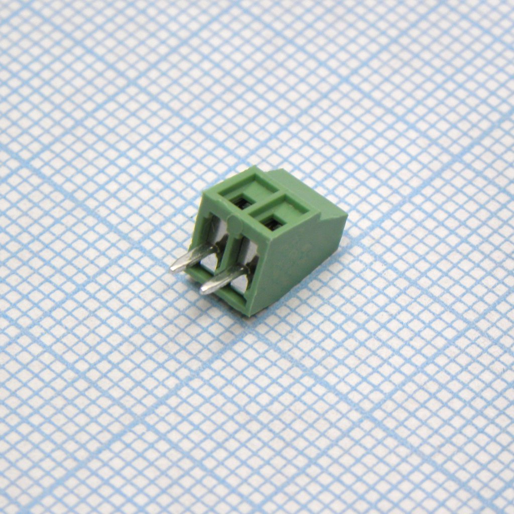 DG308-2.54-02P-14-00A(H) - Винтовой клеммный блок c рельефной обоймой, 2 контакта. Серия DG308-2.54