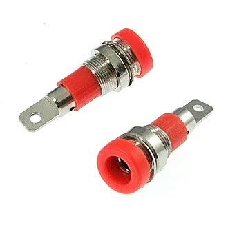 Z009 4MM PANEL JACK RED - Гнездо Z009 4 мм на панель jack красный, на панель под пайку
