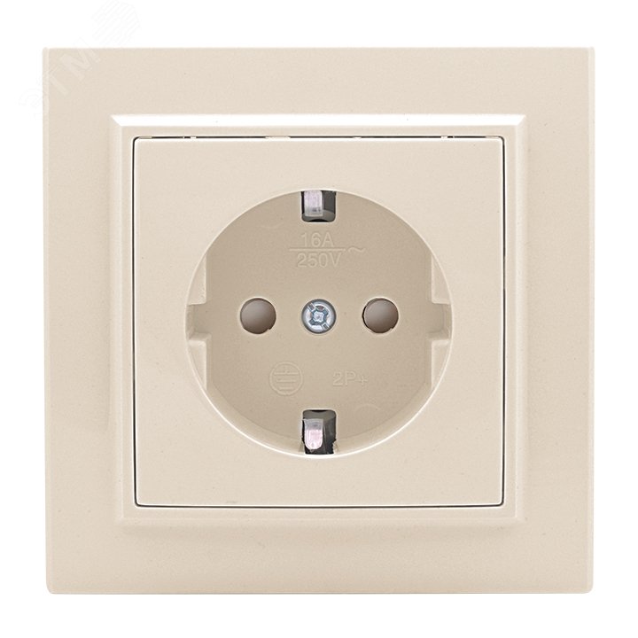 Розетка 1-м СП Минск 16А IP20 с заземл. защ. шторки беж. ERR16-028-200
