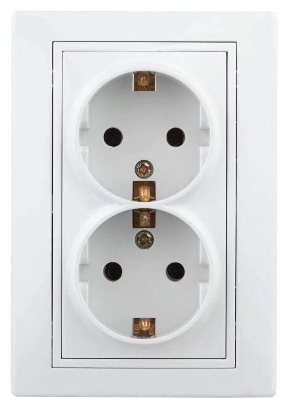 Розетка 2-м СП Plano 1-208-01 16А IP20 250В 2х2P+E Schuko защ. шторки бел. Б0053933