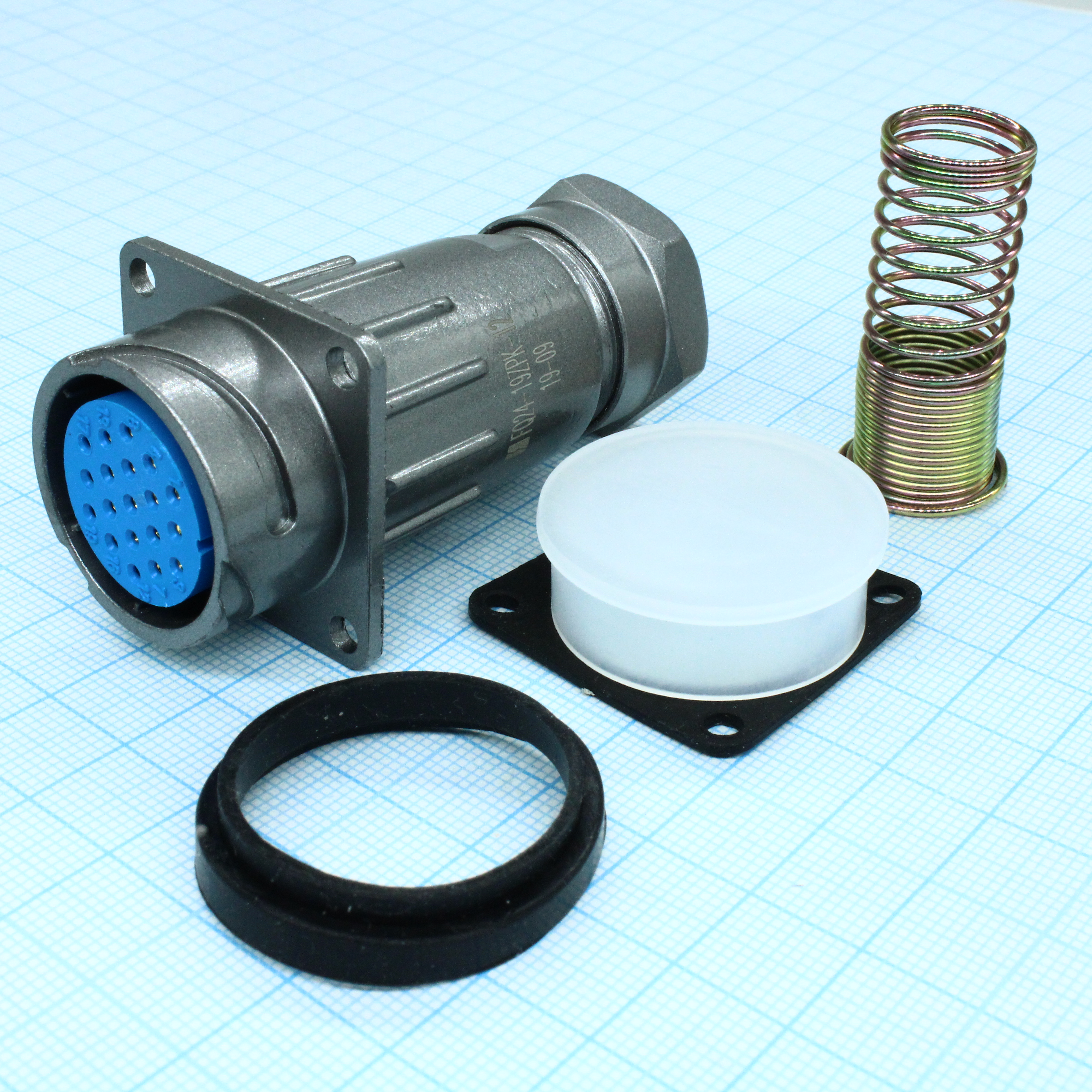 FQ24-19ZPK-12 - Блочная розетка с патрубком для кабеля, 19 контактов