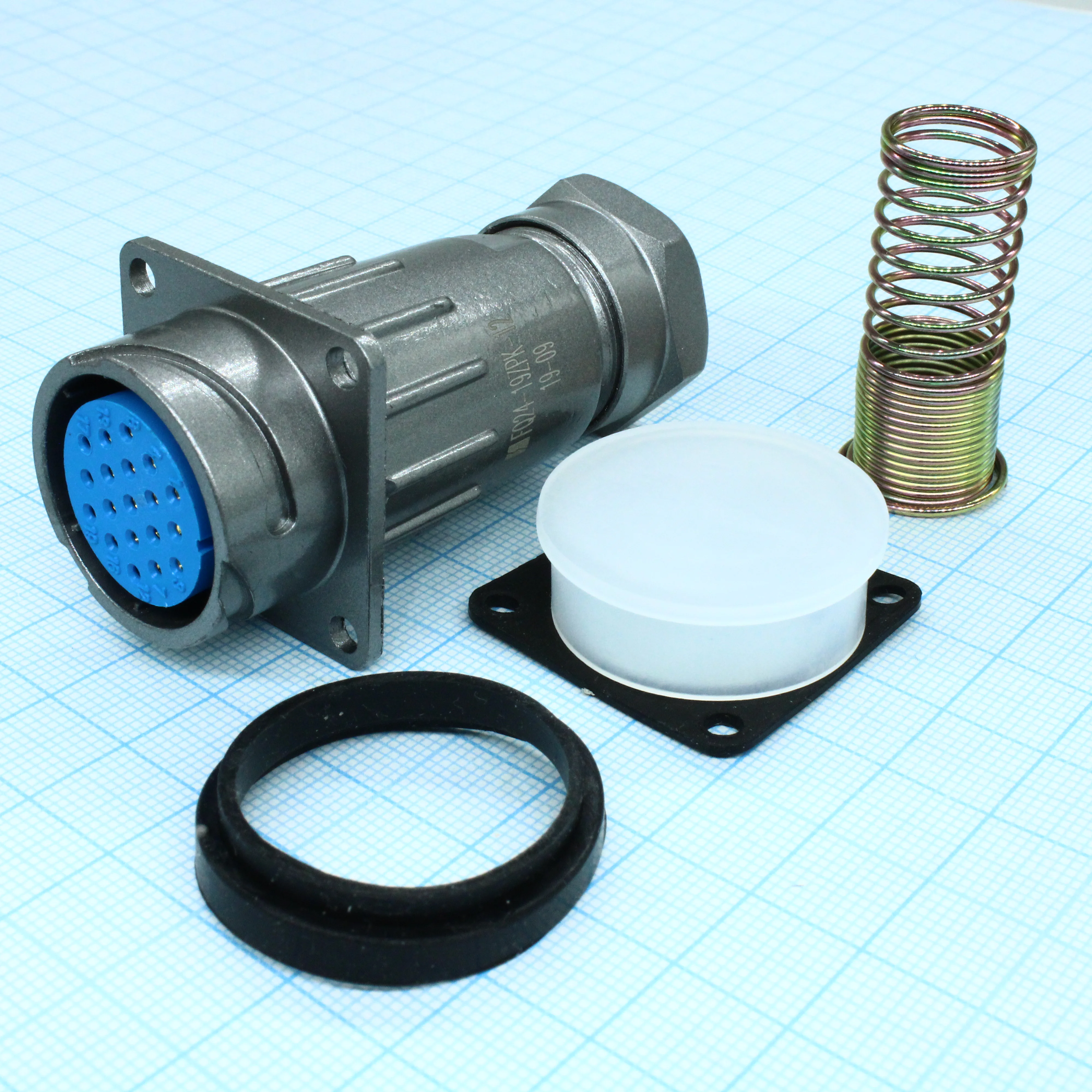 FQ24-19ZPK-12 - Блочная розетка с патрубком для кабеля, 19 контактов