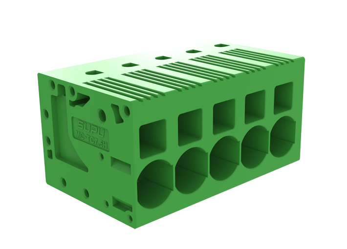 Клемма на плату MC-TC7.5H16P-0001 - Клемма, горизонтальный подвод кабеля, на плату, шаг: 7.5 мм, 16 полюсов, фиксация провода пружинная, исполнение: стандартное, 1000V, 41A, цвет: зеленый