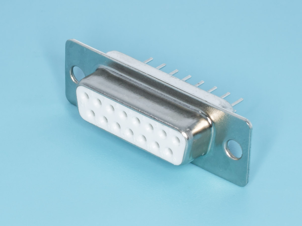 DBB-15F - Разъем 15 контактов, гнездо на плату, вертикальный