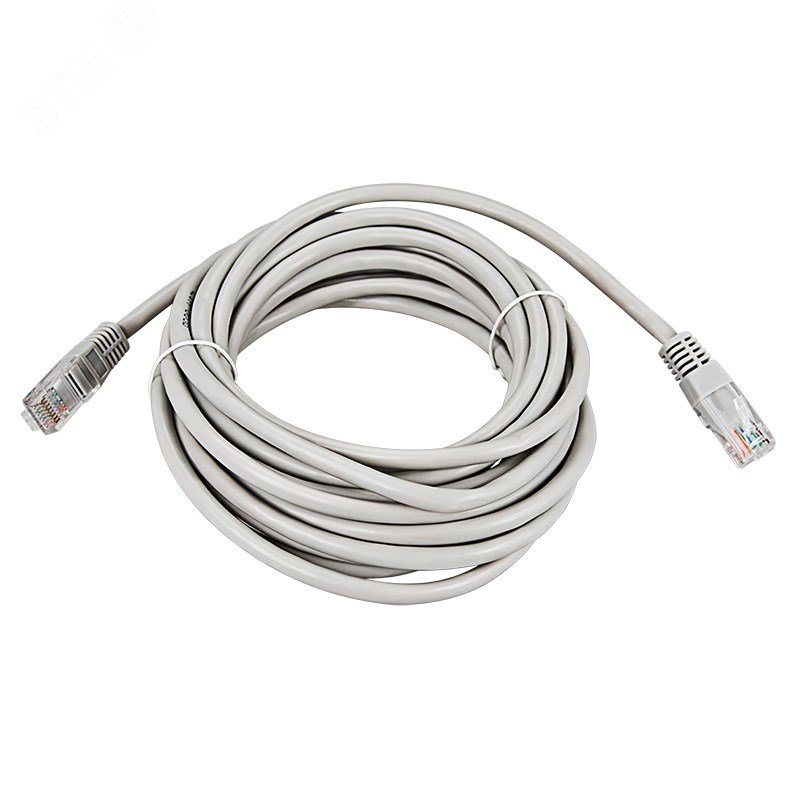Шнур коммутационный, патч-корд U/UTP RJ45-RJ45, CAT 5e, PVC серый, 5м 18-1007