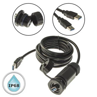 M25USBZ1-3.0G-1M - Разъём герметичный SZC M25USBZ1-3.0G-1M, 4.8 Гб/с