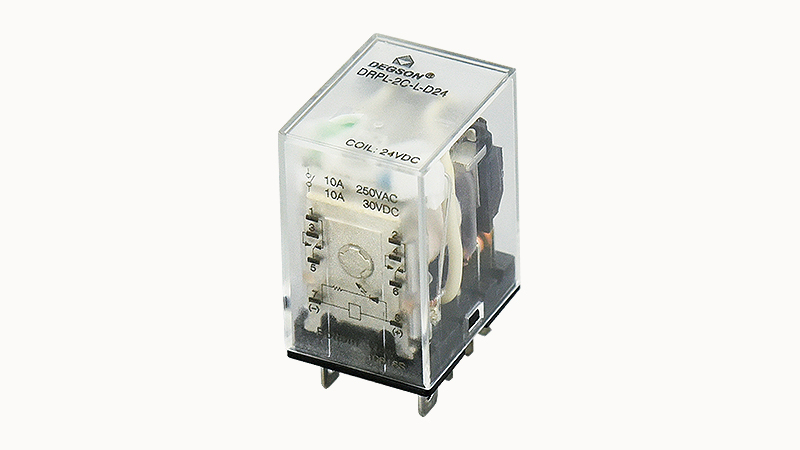 Реле без колодки DRPL-2C-L-D24 - Реле, 2 группы переключающих контактов, 10A, 24DC, материал контактов: AgNi,AgSnO, со светодиодом