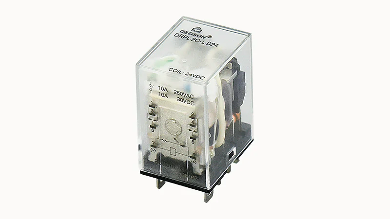 Реле без колодки DRPL-2C-L-D24 - Реле, 2 группы переключающих контактов, 10A, 24DC, материал контактов: AgNi,AgSnO, со светодиодом