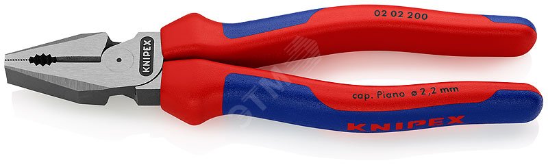 Силовые пассатижи KN-0202200 - Плоскогубцы комбинированные особой мощности с режущими кромками с многокомпонентными рукоятками, длина 200мм