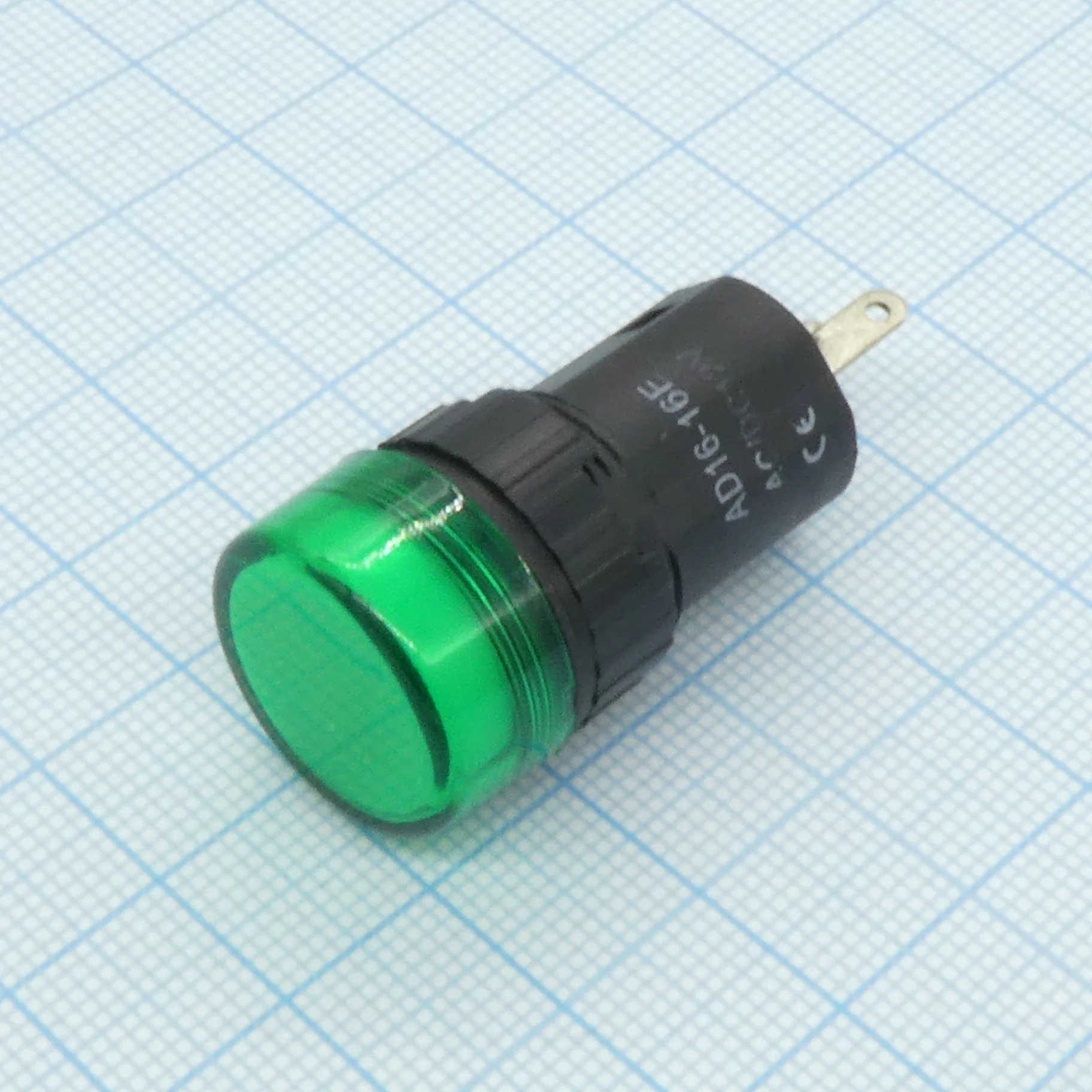 Лампа AD16-16G 12v - Лампа индикаторная светодиодная 12В D16, зелёная
