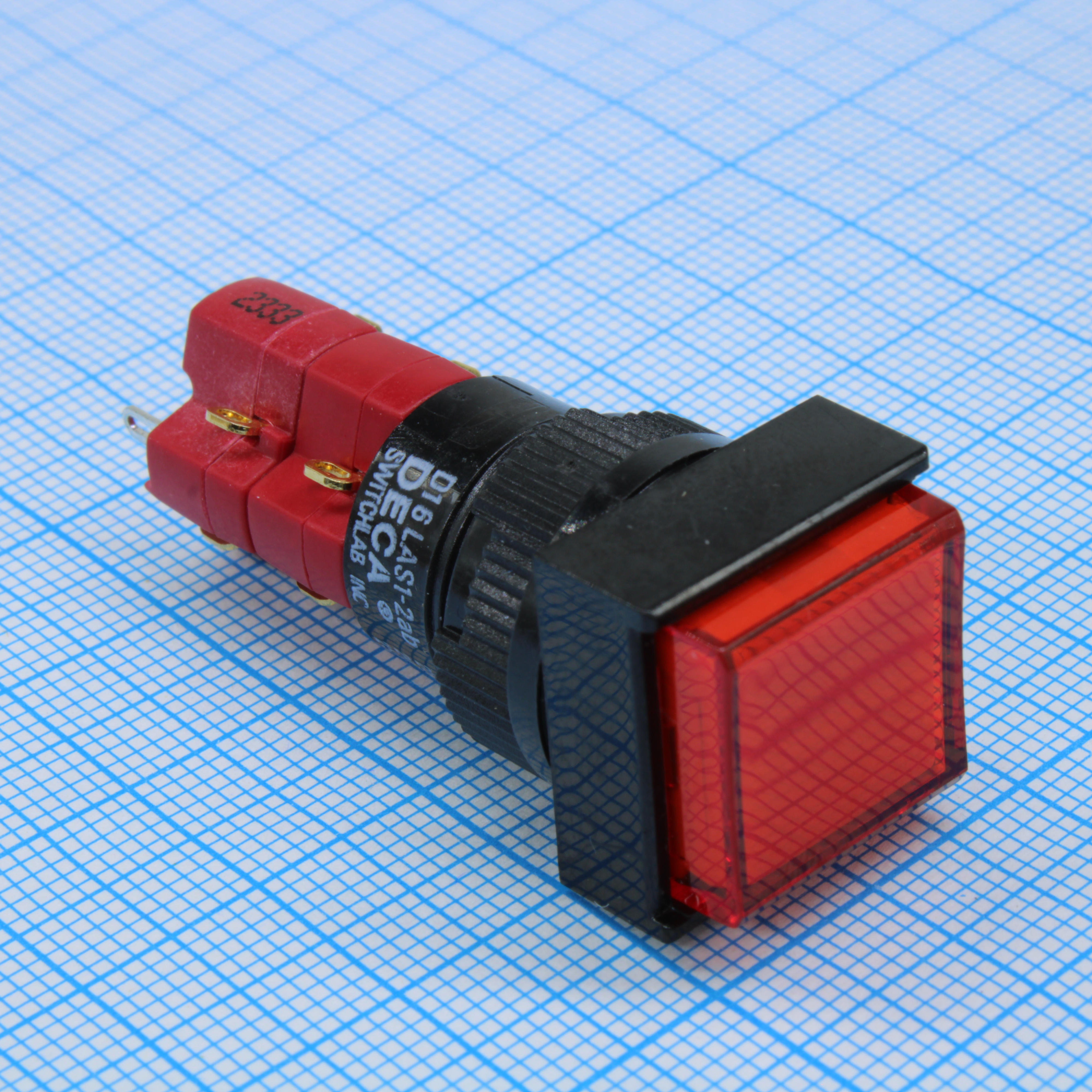 D16LAS1-2ABJR - D16LAS1-2ABJR, Переключатель кнопочный с фиксацией 250В/5А LED подсветка 12В красный